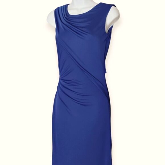 Stunning BCBG MAXAZRIA Simone Shoulder Drape Cut Out Gown XS Orient Blue - Picture 11 of 15